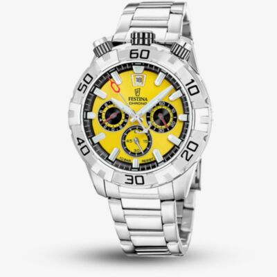Festina Mens The Originals Bullhead Yellow Dial Chronograph Watch F20743/4