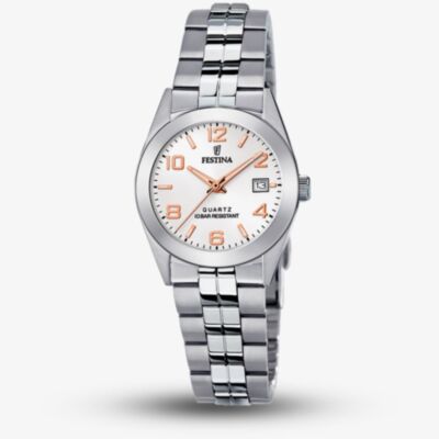 Festina Ladies Classics Rose Gold Detail Stainless Steel Bracelet Watch F20438/4