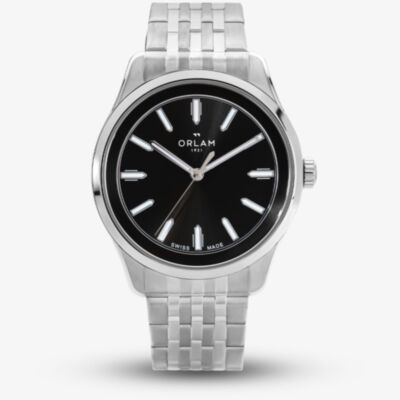 Orlam Mens Cadence Black Dial Silver Bracelet Watch ORSSBCA004