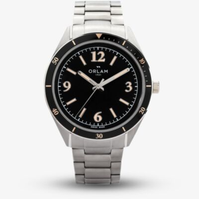 Orlam Mens Twilight Black Dial Silver Bracelet Watch ORSSBCR003