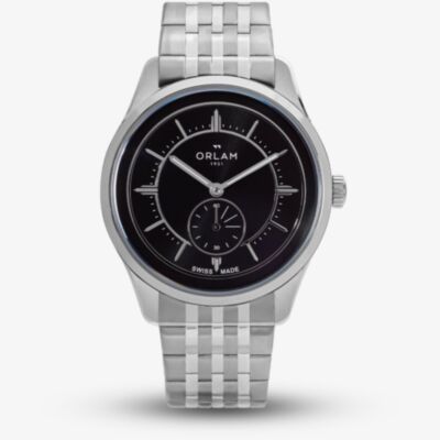 Orlam Mens Echo Black Dial Silver Bracelet Watch ORSSBEC003