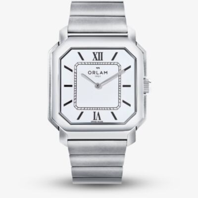 Orlam Mens Heritage White Square Dial Silver Bracelet Watch ORSSBHE004