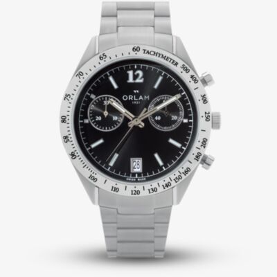 Orlam Mens Legend Black Dial Silver Bracelet Watch ORSSBLE003