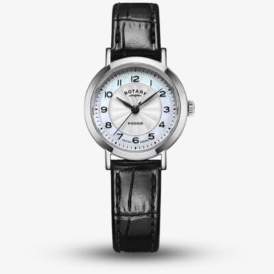 Rotary Ladies Heritage Blue Dial Black Leather Strap Watch LS05420/68