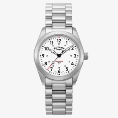 Rotary 1895 Commando Field Silver White Dial Watch GB05535/18
