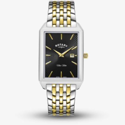Rotary Ultra Slim Two Colour Rectangular Watch GB08021/04