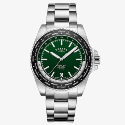 Rotary Henley Worldtimer Green Dial Watch GB05370/78