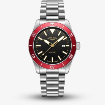Rotary Mens Apex 100m Red Bezel Watch RGB10001/98