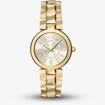 Armani Exchange Ladies Audora Gold Tone Bracelet Watch AX4409