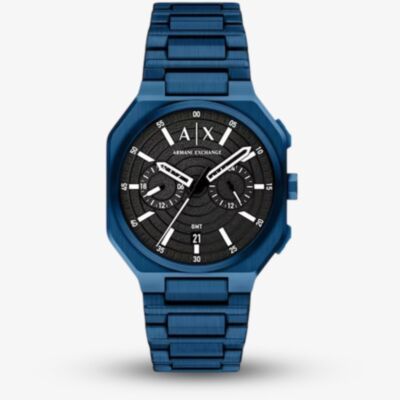Armani Exchange Men Bass Dual-Time Blue Bracelet Watch AX1477