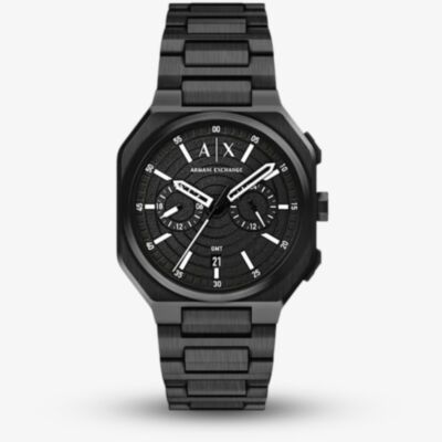 Armani Exchange Mens Bass Dual-Time Black Bracelet Watch AX1478