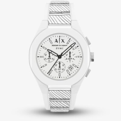 Armani Exchange Mens Sync White Chronograph Strap Watch AX4175