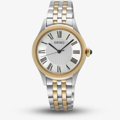 Seiko Ladies Caprice Two Tone White Dial Watch SUR612P1