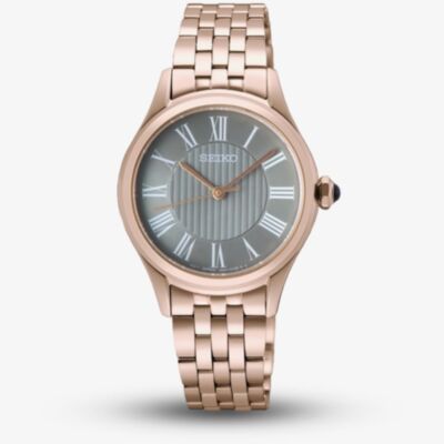 Seiko Ladies Caprice Grey Dial Rose Gold Watch SUR614P1