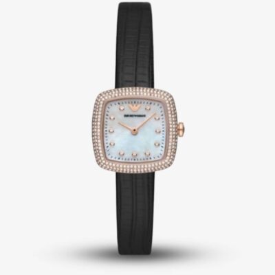 Emporio Armani Ladies Rose Gold Plated Mother Of Pearl Watch AR11495