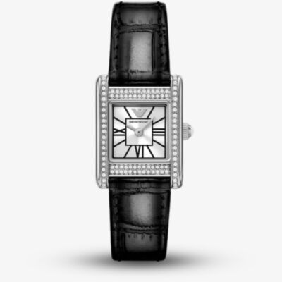 Emporio Armani Ladies Genni Black Leather Strap Watch AR11660
