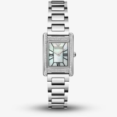 Emporio Armani Ladies Genni Rectangle Crystal Watch AR11625