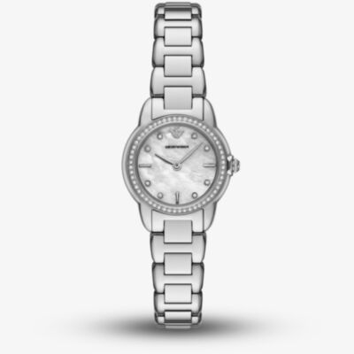 Emporio Armani Ladies Mia Silver Mother Of Pearl Dial Watch AR11669