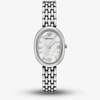 Emporio Armani Ladies Sinfonia Mother Of Pearl Oval Dial Watch AR11706