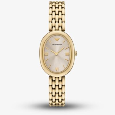 Emporio Armani Ladies Sinfonia Oval Dial Gold Tone Watch AR11707