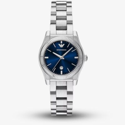 Emporio Armani Ladies Federica Stainless Steel Blue Dial Watch AR11717