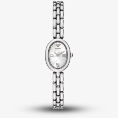Emporio Armani Ladies Sinfonia Silver Tone Mother Of Pearl Dial Watch AR11720