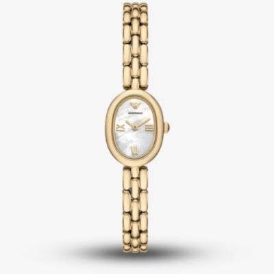 Emporio Armani Ladies Sinfonia Gold Plated Mother Of Pearl Dial Watch AR11721