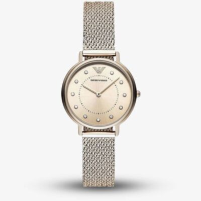 Emporio Armani Ladies Rose Gold Blush Mesh Bracelet Watch AR11129