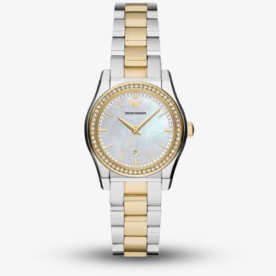 Emporio Armani Ladies Federica Gold Tone Crystal Set Watch AR11559