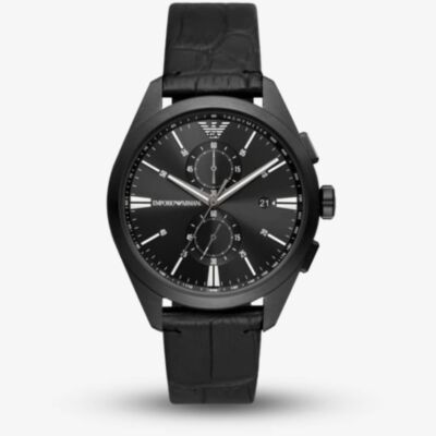 Emporio Armani Mens Black Dial & Strap Chronograph Watch AR11483