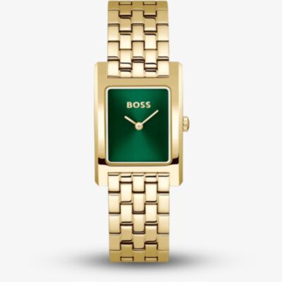 BOSS Ladies Lucy Gold Tone Green Dial Watch 1502785