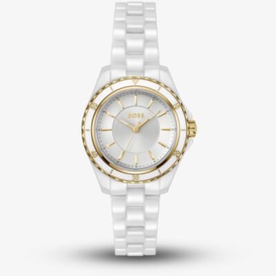 BOSS Ladies Sage Aqua White Ceramic Bracelet Watch 1502850