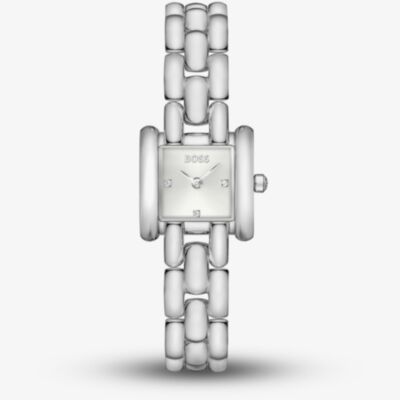 BOSS Ladies Violet Square Silver Dial Bracelet Watch 1502873