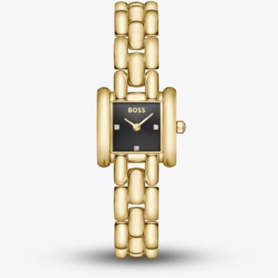BOSS Ladies Violet Square Black Dial Bracelet Watch 1502875