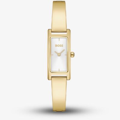 BOSS Ladies Lucy Allure Golden Rectangle Silver Dial Bracelet Watch 1502857