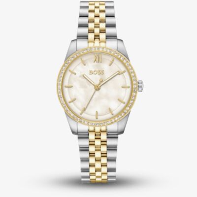 BOSS Ladies Graceful Precious Two Tone White Mother of Pearl Dial Bracelet Watch 1502867