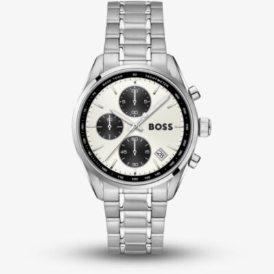BOSS Mens Grand Prix Chronograph White Dial Bracelet Watch 1514362
