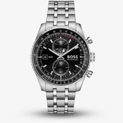 BOSS Mens Skytraveller Chronograph Black Dial Bracelet Watch 1514349