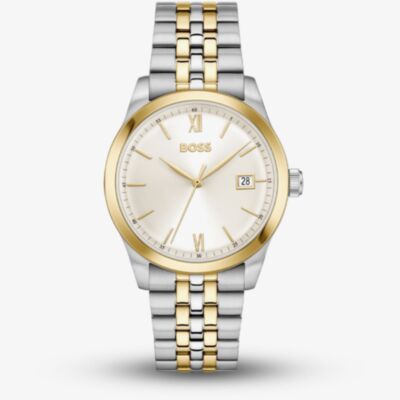 BOSS Mens Langford Two Tone Champagne Dial Bracelet Watch 1514358