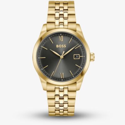 BOSS Mens Langford Golden Black Dial Bracelet Watch 1514359