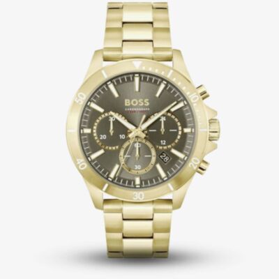 BOSS Mens Troper Gold Plated Chronograph Watch 1514059