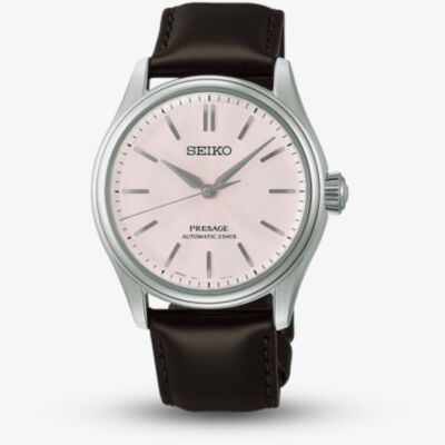 Seiko Mens Presage Classic Series Sakura Iro Cherry Blossom Pink Dial Strap Watch HCC003J1