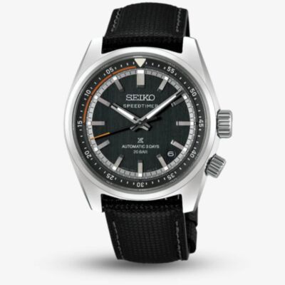Seiko Mens Prospex 'Heritage Motoring' Countdown Speedtimer Petrol Blue Dial Leather Strap Watch HBC004J1