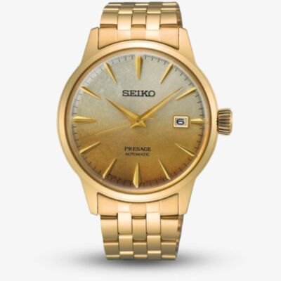 Seiko Presage Beer Julep Cocktail Time Gold Plated Watch SRPK46J1