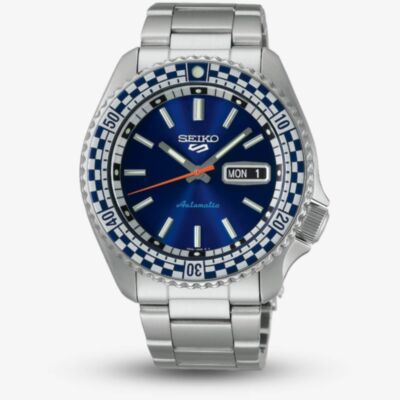Seiko 5 Sports Petrol Blue Checker Flag Special Edition Watch SRPK65K1