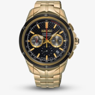 Seiko Mens Coutura Gold Plated Chronograph Watch SSB440P1
