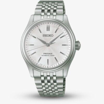 Seiko Mens Presage Classic Series Shironeri White Dial Bracelet Watch HCC001J1