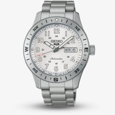 Seiko Mens 5 Sports Field Automatic White Dial Stainless Steel Bracelet Watch HDB007K1