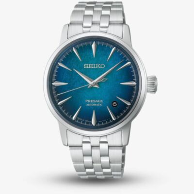 Seiko Mens Presage Cocktail Time 'Emerald Mist' Blue Dial Bracelet Watch HCB001J1