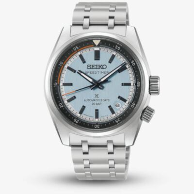 Seiko Mens Prospex 'Heritage Motoring' Countdown Speedtimer Powder Blue Dial Bracelet Watch HBC003J1